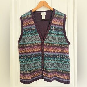 Vintage 90s Koret Fair Isle Knit Sweater Vest Grandma Core Cottagecore Medium